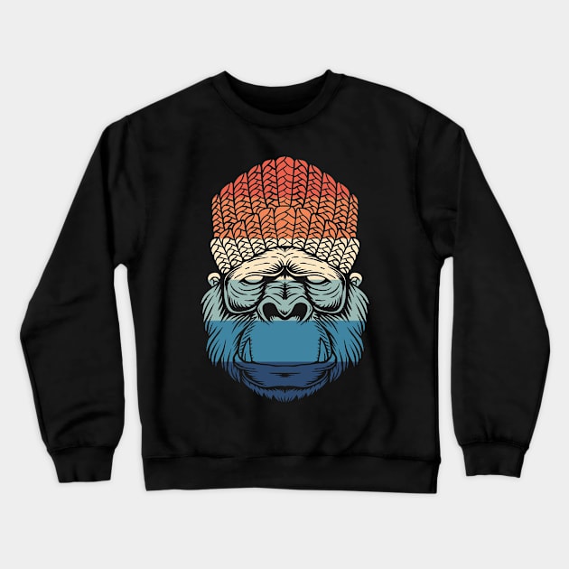 Retro Chill Gorilla Crewneck Sweatshirt by Dojaja